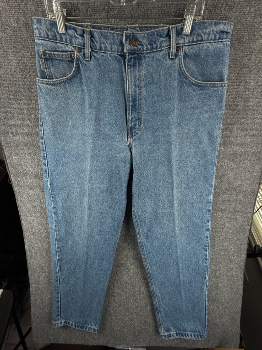 VTG Carhartt Relaxed Fit Blue Denim Jeans Men Workwear B17DST USA Made Adult